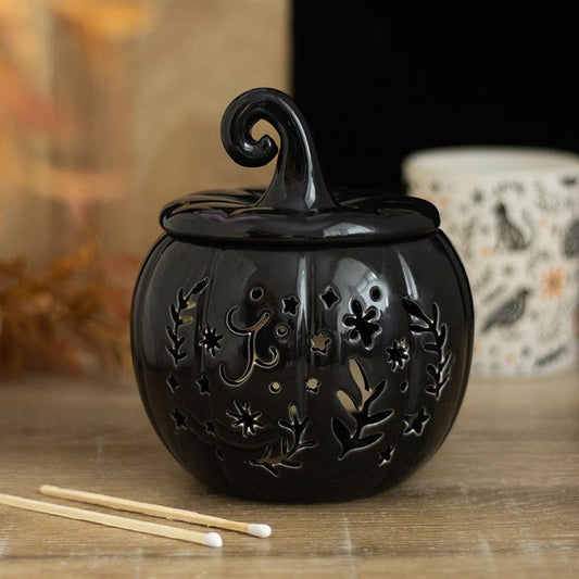 Black Folk Pumpkin Tealight Wax Warmer