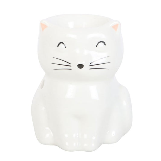 White Happy Cat Tealight Wax Warmer