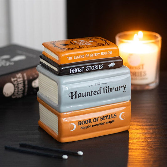 Haunted Library Book Stack Tealight Wax Warmer