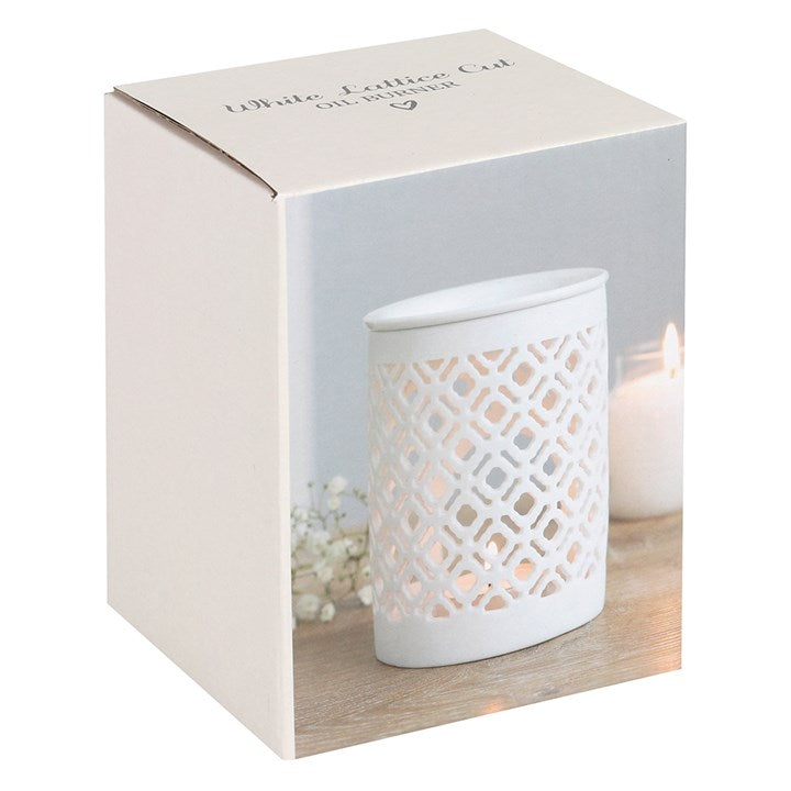 White Lattice Tealight Wax Warmer