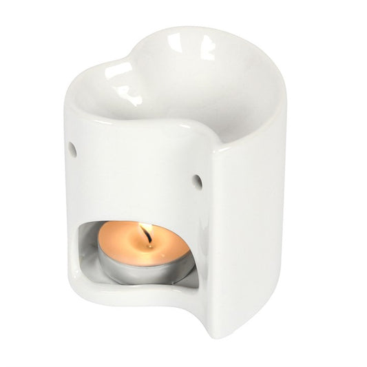 White Heart Tealight Wax Warmer