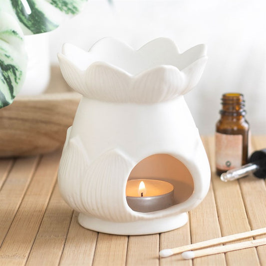 White Lotus Flower Tealight Wax Warmer