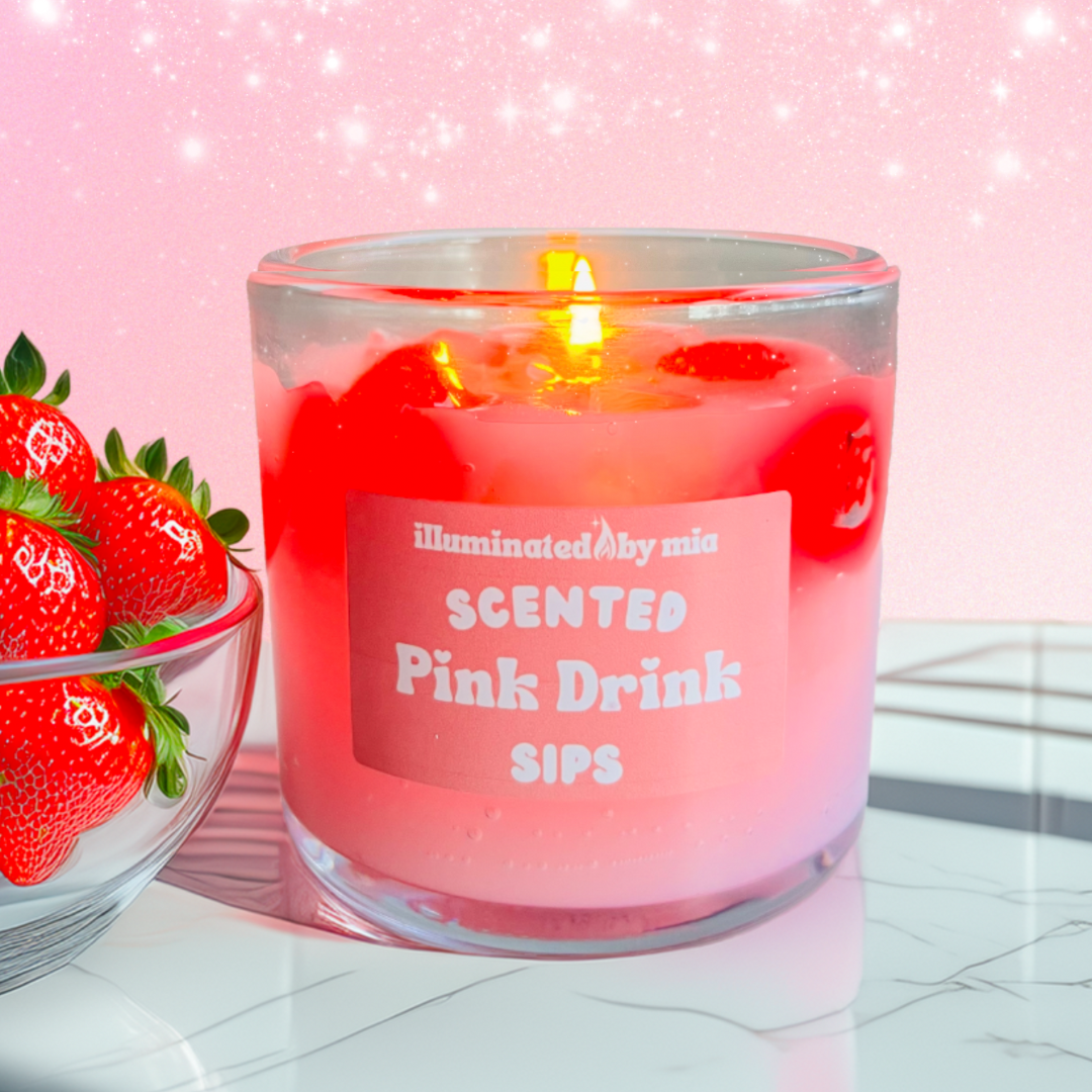 16 oz Scented Sips Pink Drink Candle