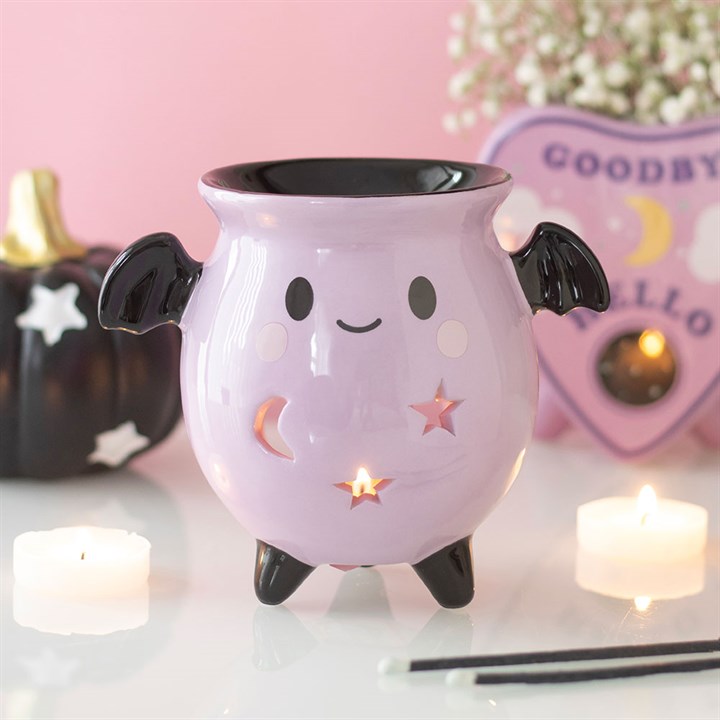 Pastel Bat Brew Cauldron Tealight Wax Warmer