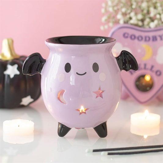 Pastel Bat Brew Cauldron Tealight Wax Warmer