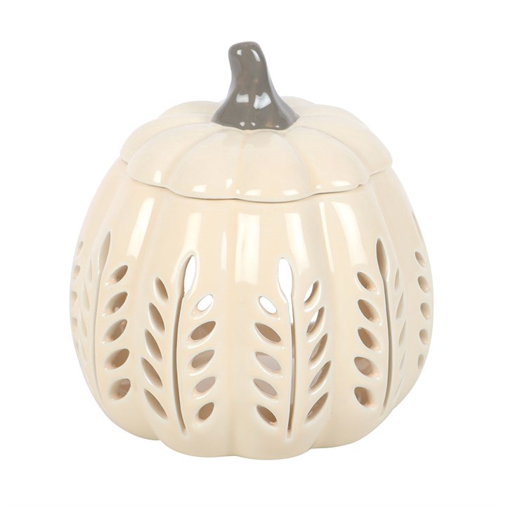 Cream Leaf Cut Out Pumpkin Tealight Wax Warmer
