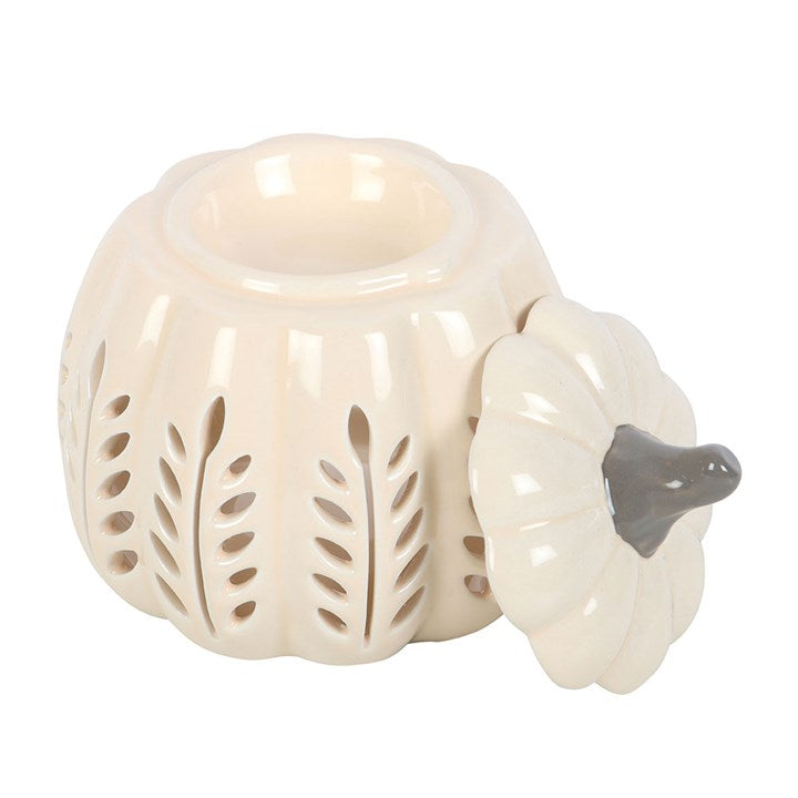Cream Leaf Cut Out Pumpkin Tealight Wax Warmer