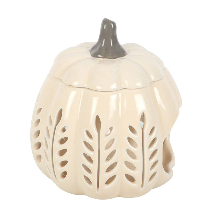 Cream Leaf Cut Out Pumpkin Tealight Wax Warmer