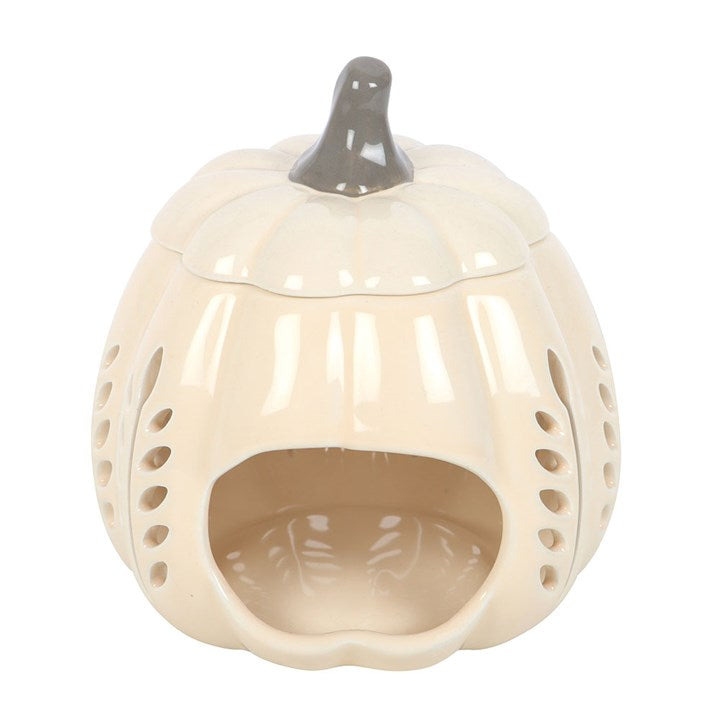 Cream Leaf Cut Out Pumpkin Tealight Wax Warmer
