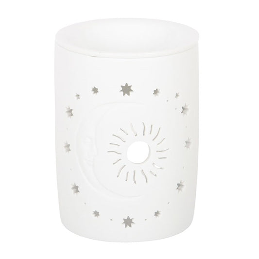 White Sun and Moon Cut Out Tealight Wax Warmer