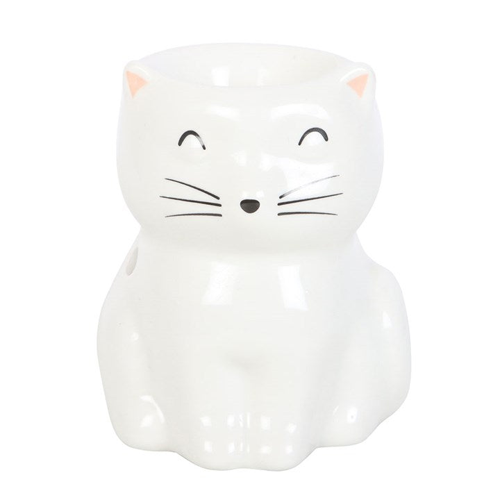 White Happy Cat Tealight Wax Warmer