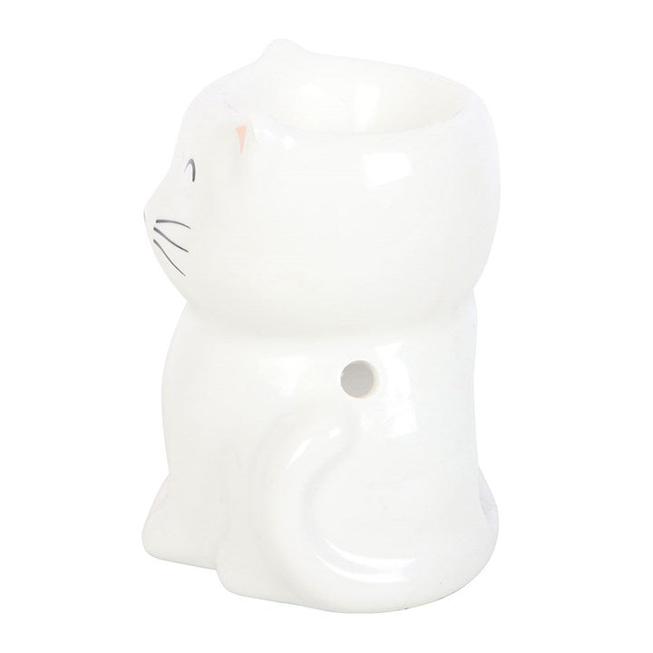 White Happy Cat Tealight Wax Warmer