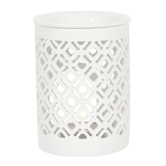 White Lattice Tealight Wax Warmer