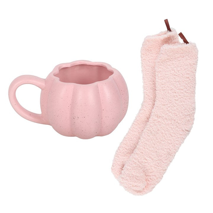 Free Gift Pink Pumpkin Mug and Socks Set