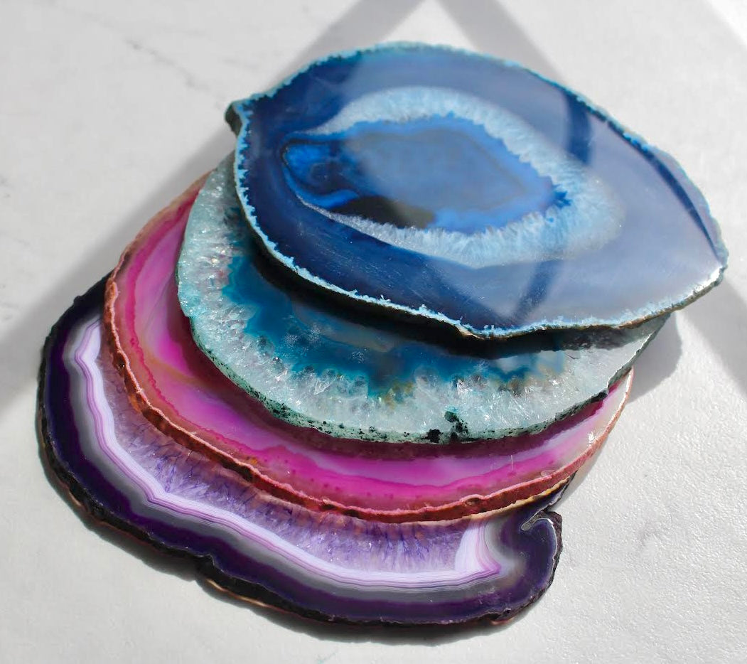 Extra selling Quality Agate Coasters | Large Agate Collection Coaster Set | Unique Agate Slice Coasters